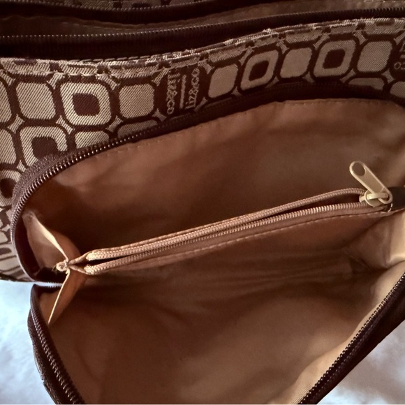 Liz & Co by Liz Claiborne Small Brown & Tan Clutch Handbag Square Within Square - Picture 2 of 7